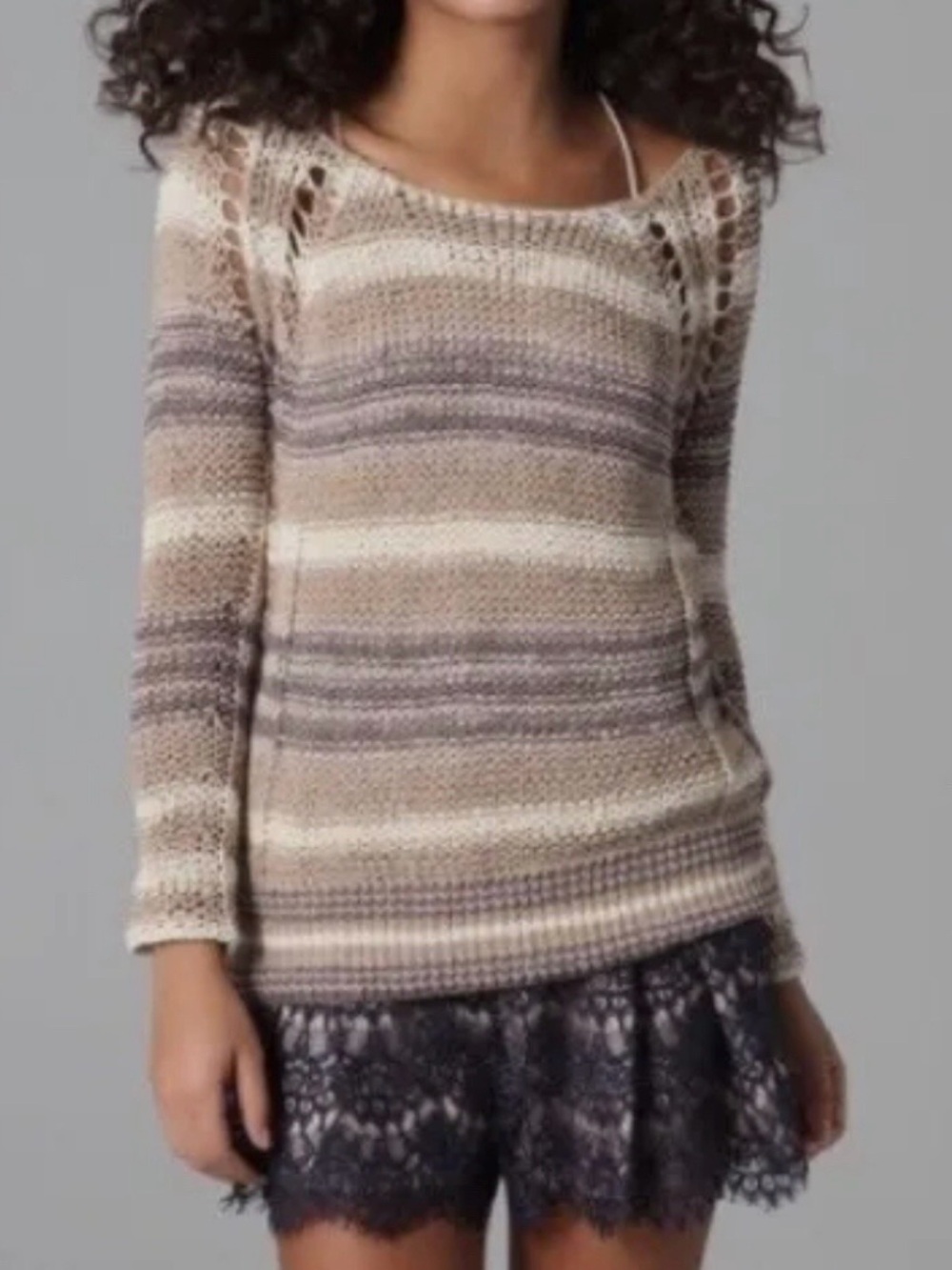 Free People Desert Moon Crochet Sweater in Sand Combo Size M